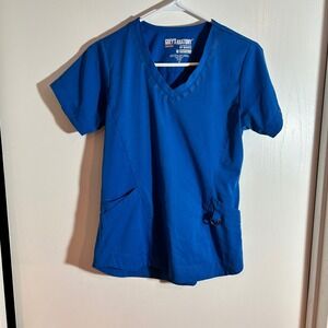 Greys Anatomy IMPACT Scrub Top Medical Uniform V-Neck‎ Women's Blue XS